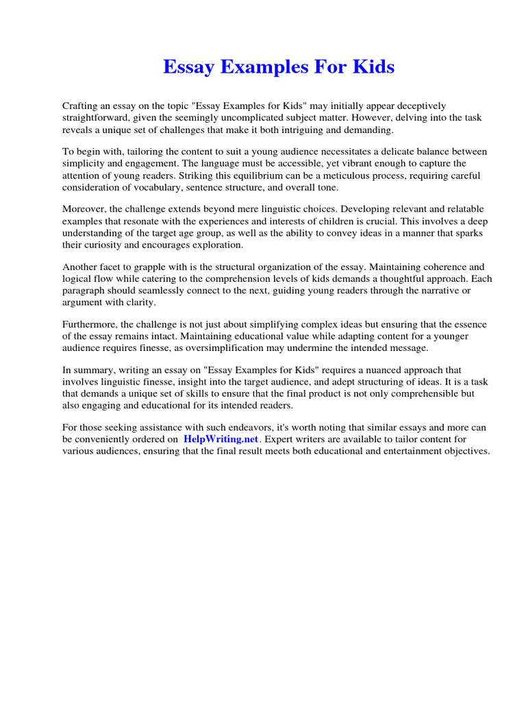 Essay Examples For Kids | PDF | Leasehold Estate | Solitary Confinement