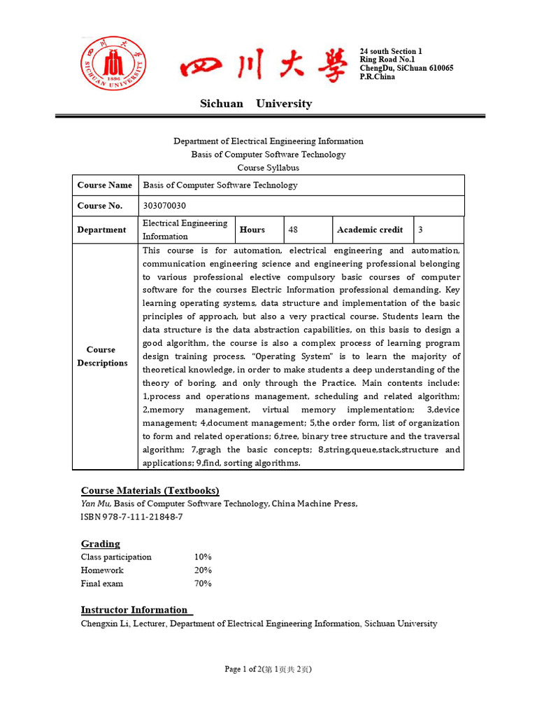 Computer Software Technology Syllabus | PDF | Software | Operating System
