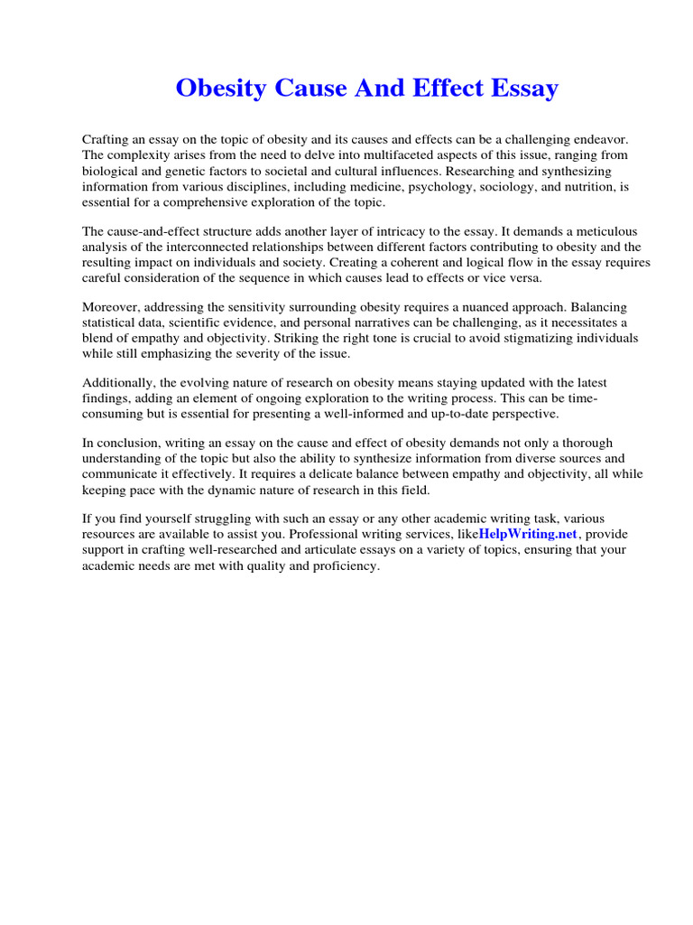 Causes and Effects of Obesity Essay | PDF | Fee | Beowulf