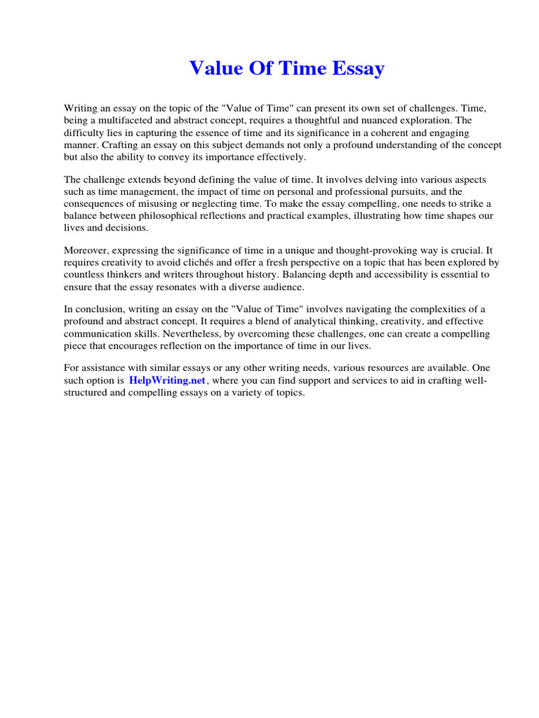 Value of Time Essay | PDF | United Parcel Service | Essays