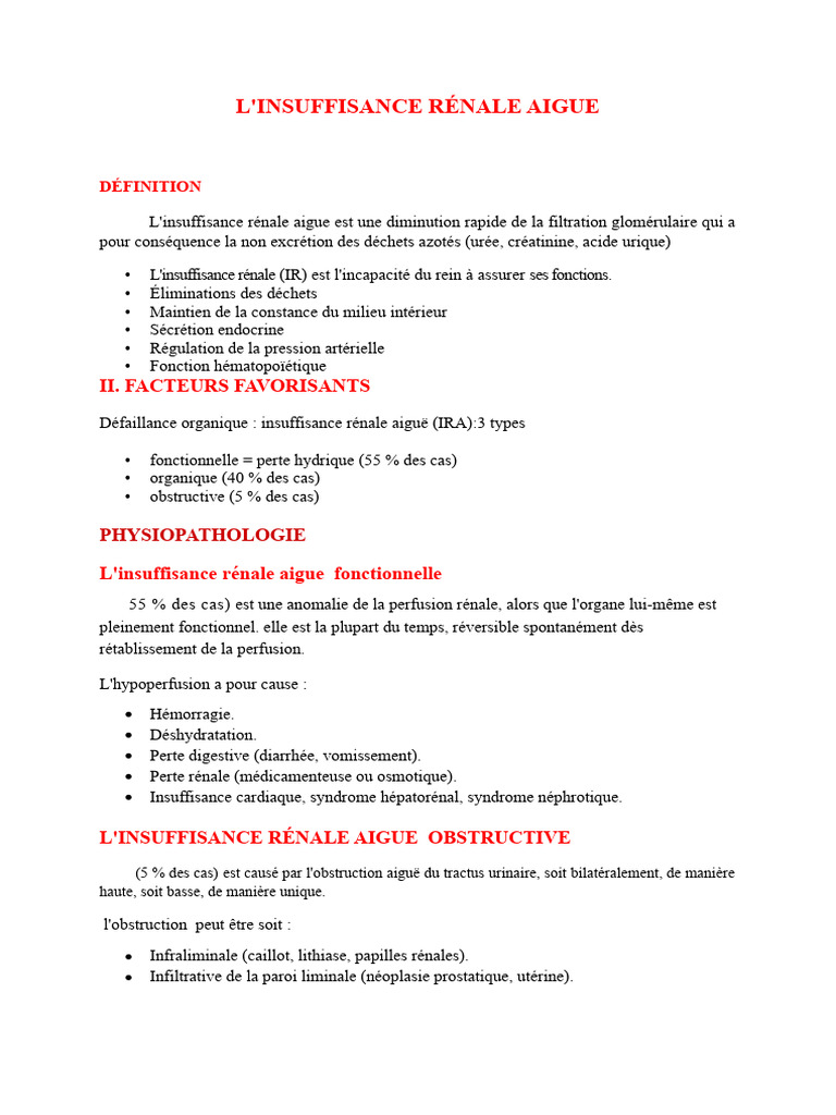 Insuffisance rénale aiguë : types et traitements | PDF | Rein ...
