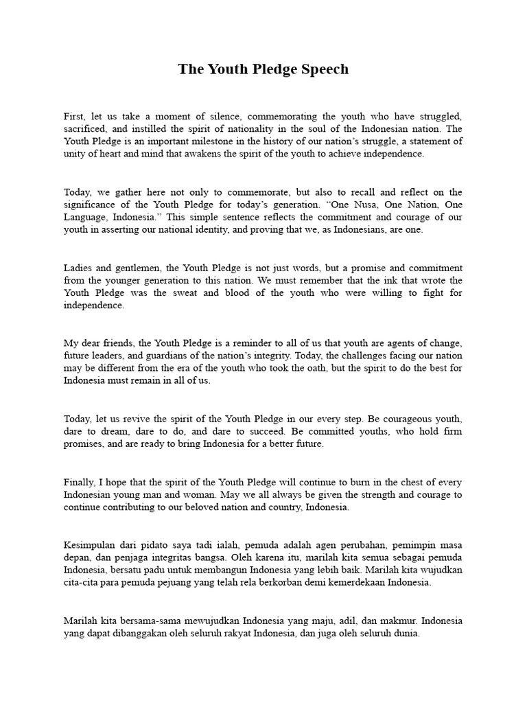 Youth Pledge Speech | PDF