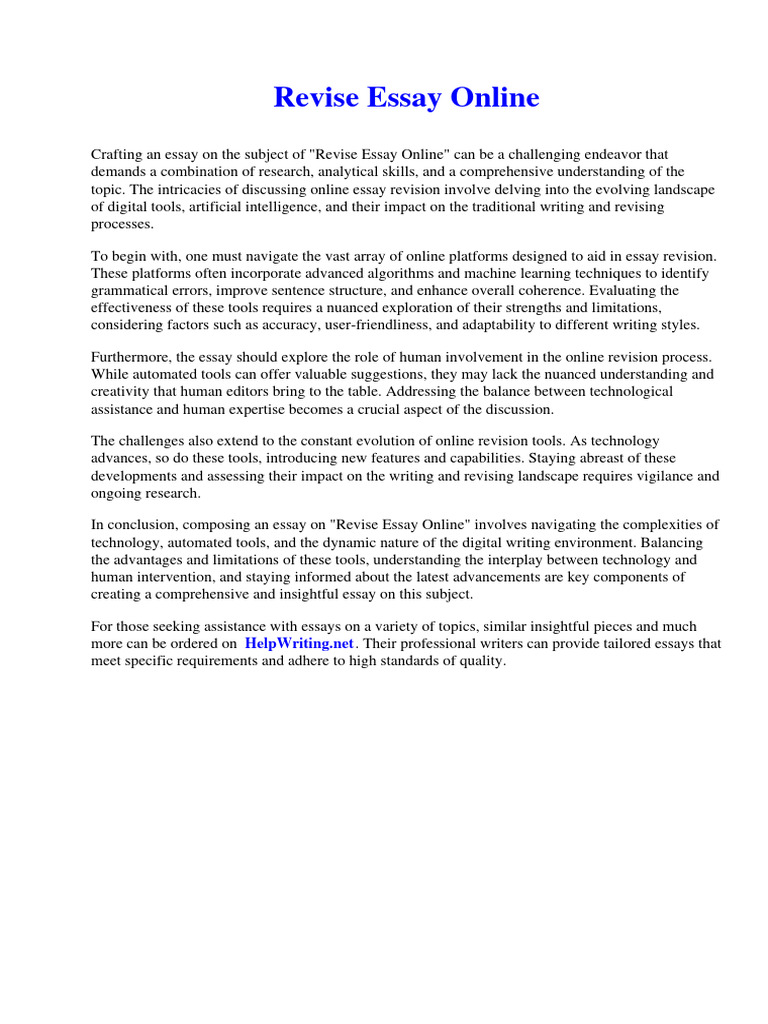 Revise Essay Online | PDF