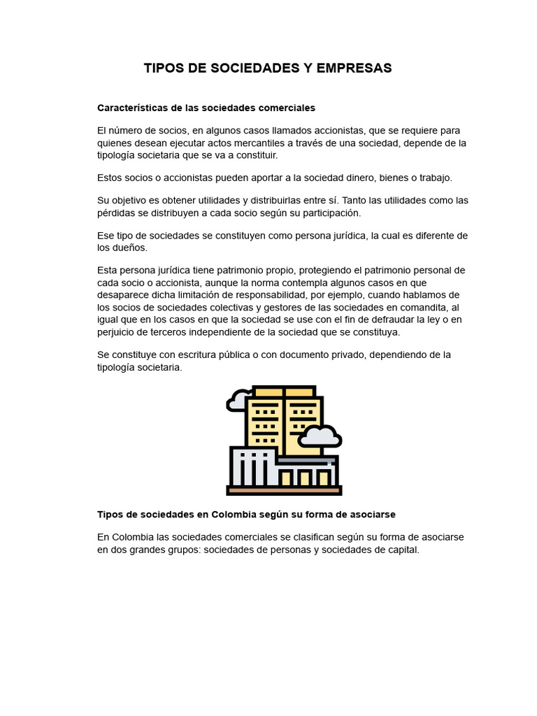 Tipos de Sociedades y Empresas | PDF