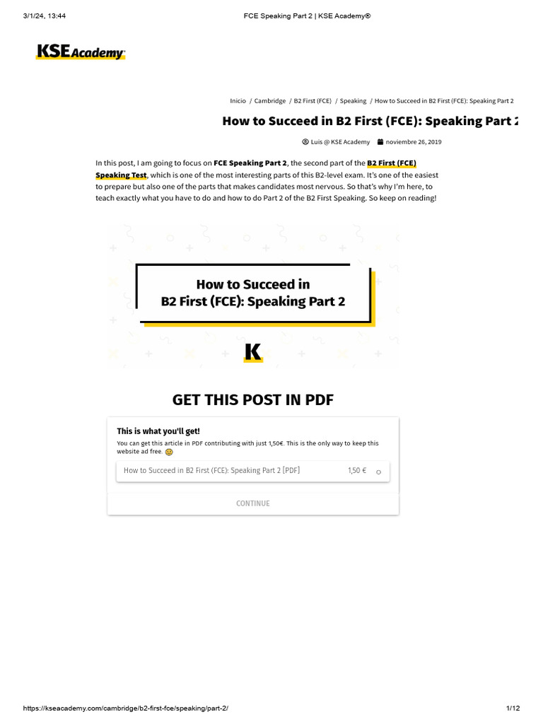 FCE Speaking Part 2 - KSE Academy® | PDF