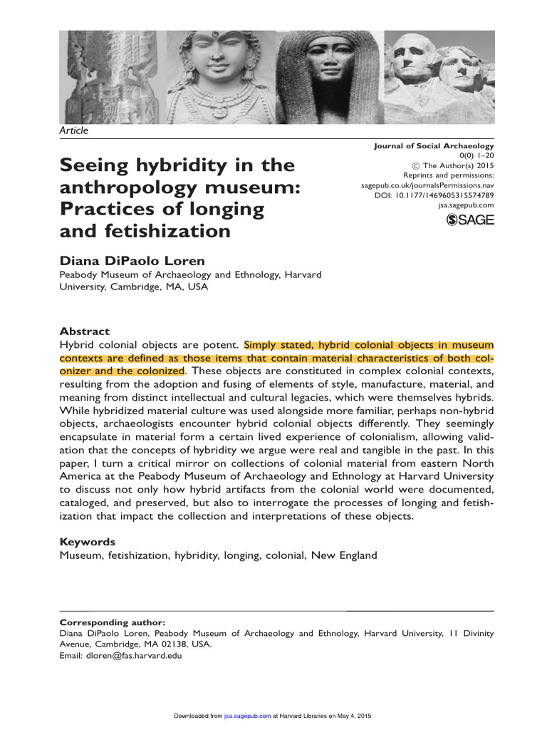 Diana DiPaolo Loren - Seeing Hybridity in The Anthropology Museum | PDF