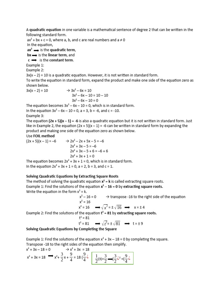 Grade 9 Math | PDF | Equations | Quadratic Equation