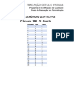 2023.2 P2 - Adm05017 - Métodos Quantitativos - Gabarito T1 e T2