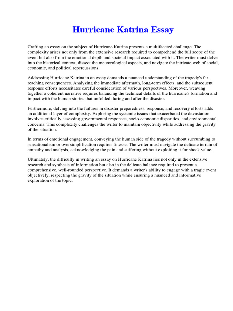 Hurricane Katrina Essay PDF Essays