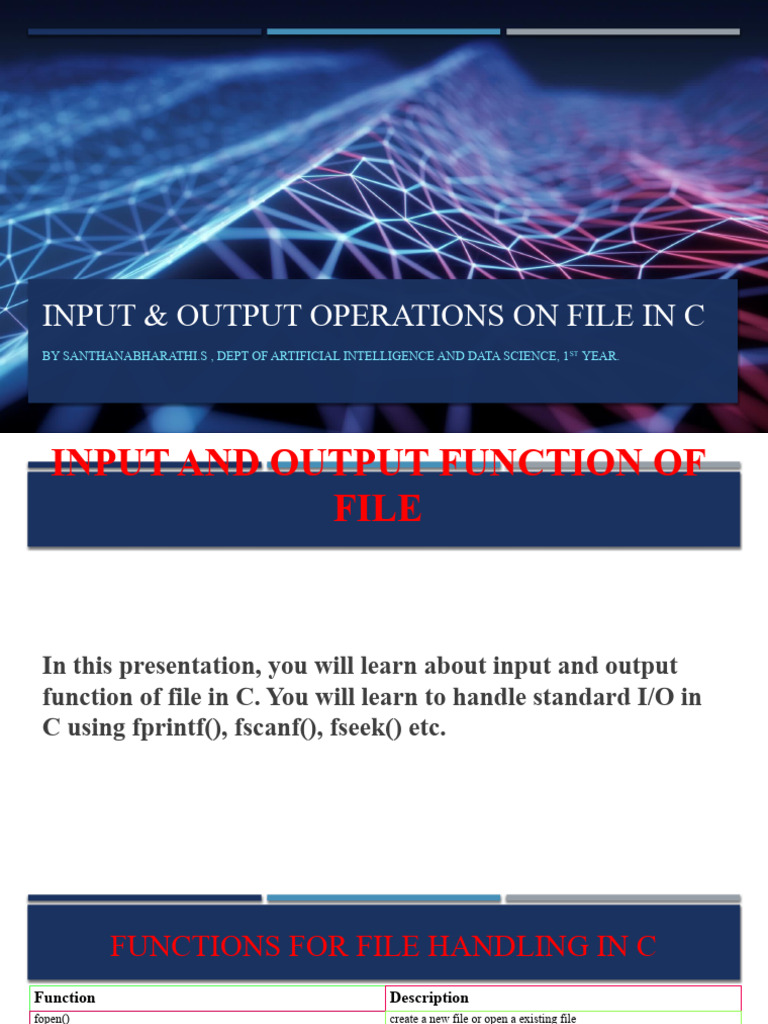 File I/O Operations in C Programming | PDF | Text File | Pointer ...
