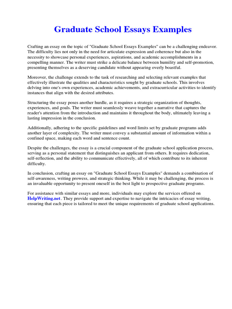 Graduate School Essays Examples | PDF