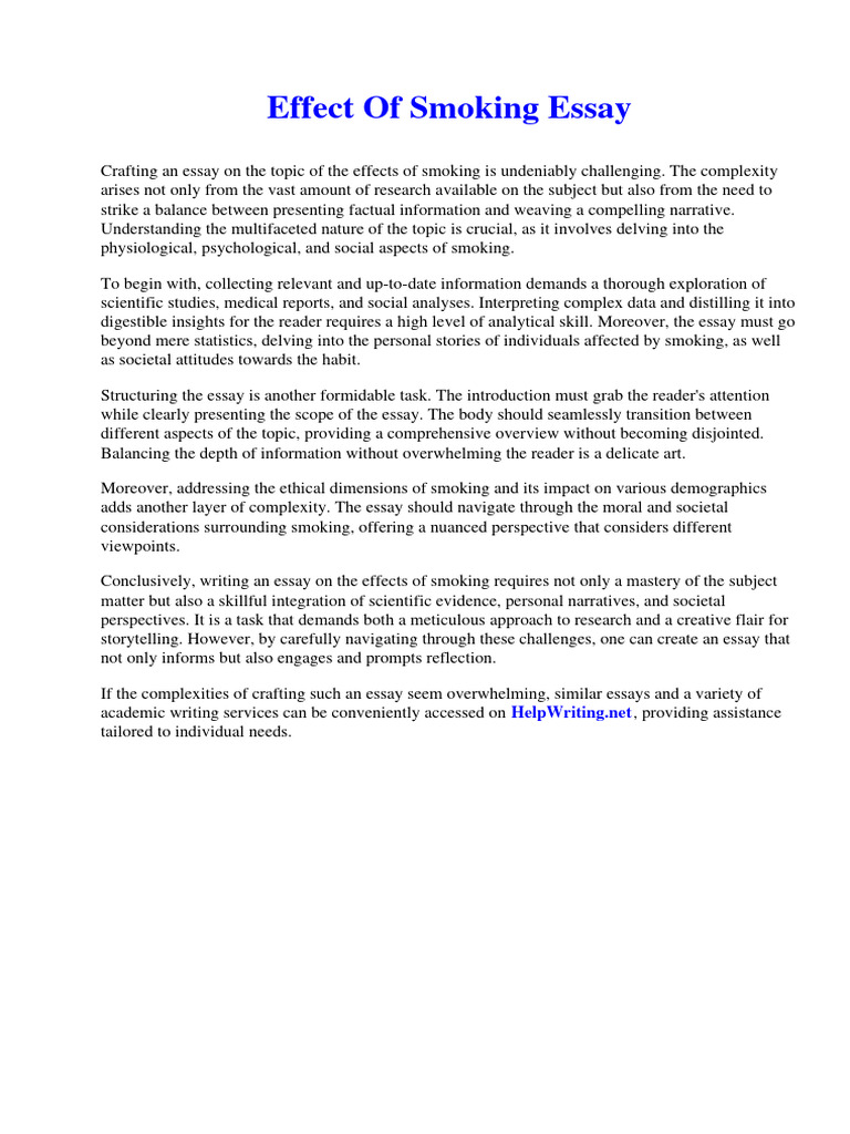 Effect of Smoking Essay | PDF | Major Depressive Disorder | Juice