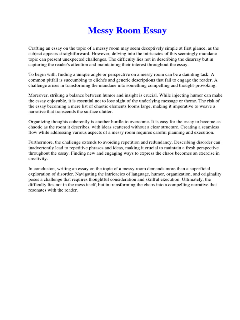 Messy Room Essay PDF Polymerase Chain Reaction Diabetes