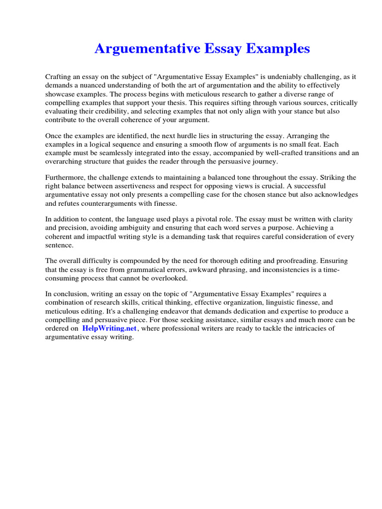 Arguementative Essay Examples | PDF