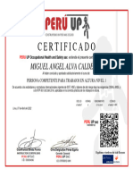 Certificado de Trabajos en Altura Miguel Angel Alva Calderon