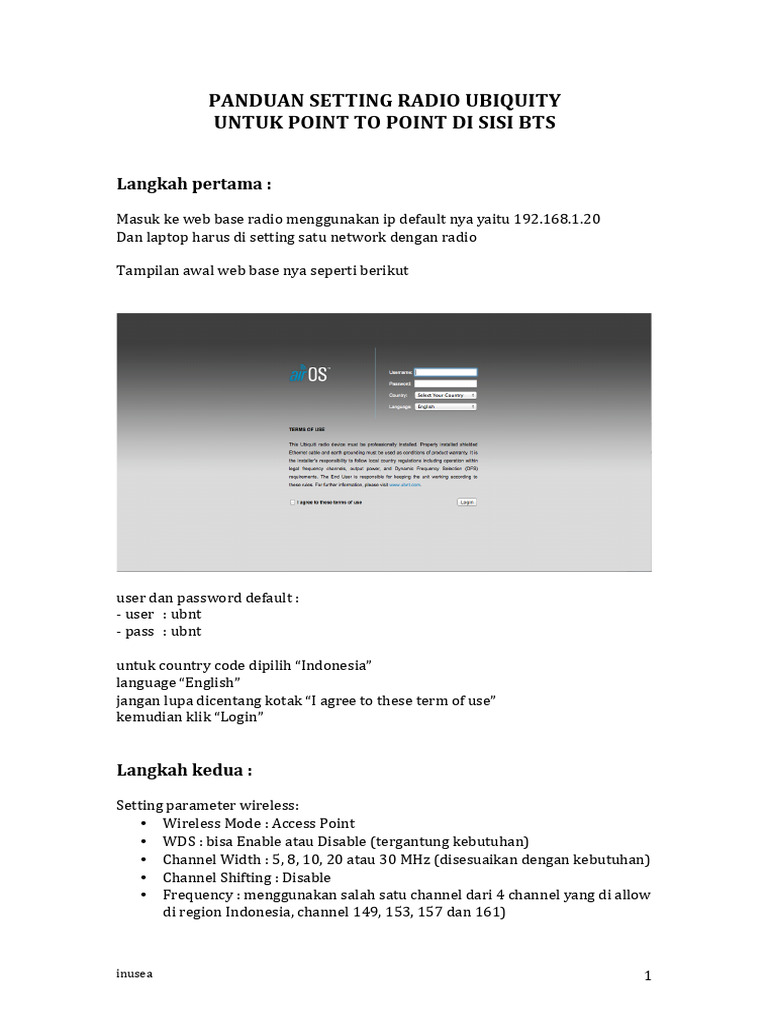 Panduan Konfigurasi PTP Ubiquiti | PDF