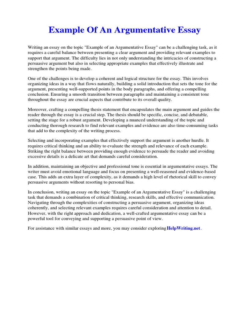 Example of An Argumentative Essay | PDF | Essays | Bilbo Baggins