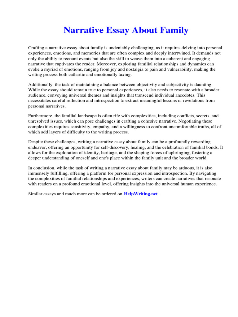 Narrative Essay About Family | PDF | Health Informatics | Nursing