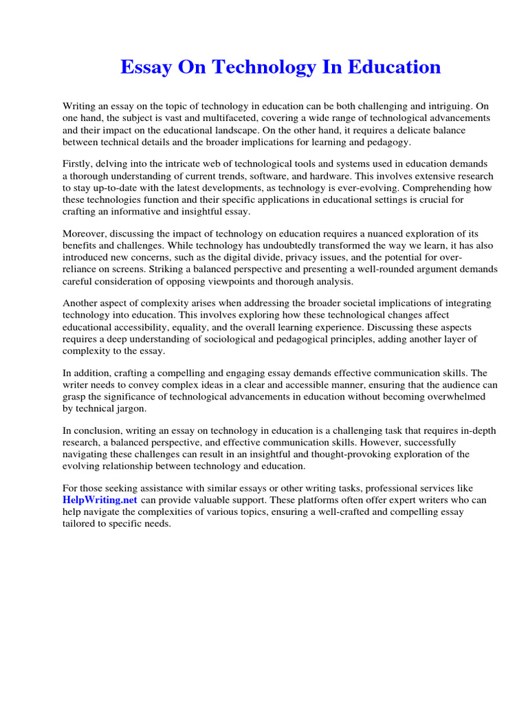 10 IMPORTANCE OF TECHNOLOGY IN EDUCATION ESSAY PDF intelligence overview