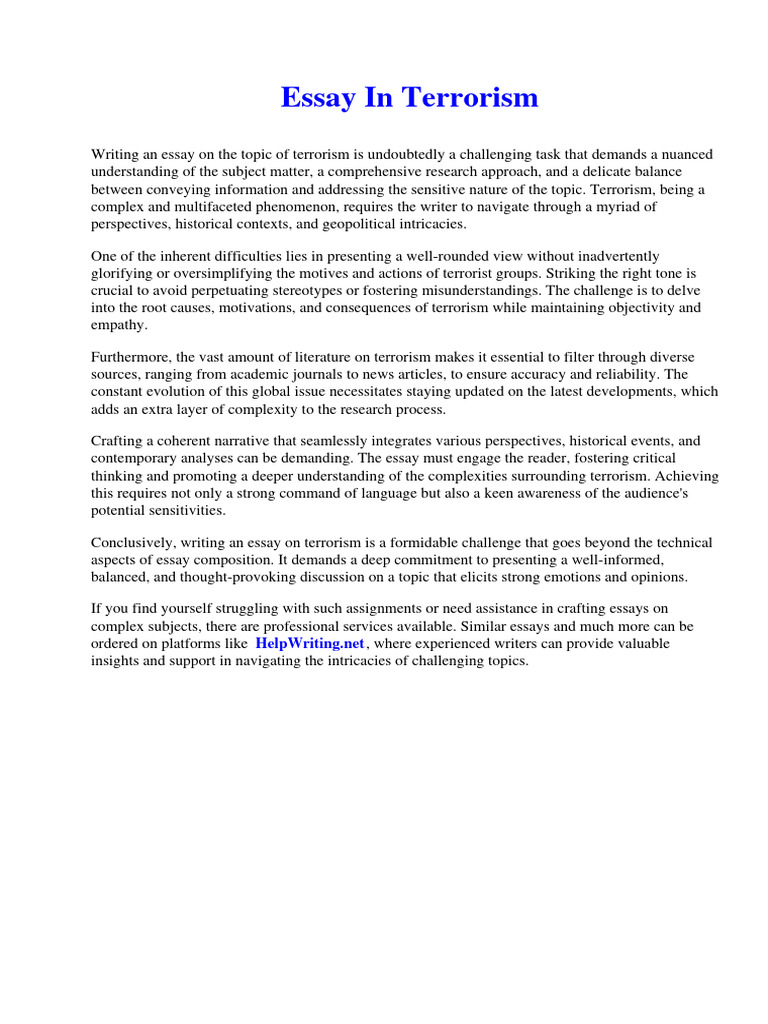 Essay in Terrorism | PDF