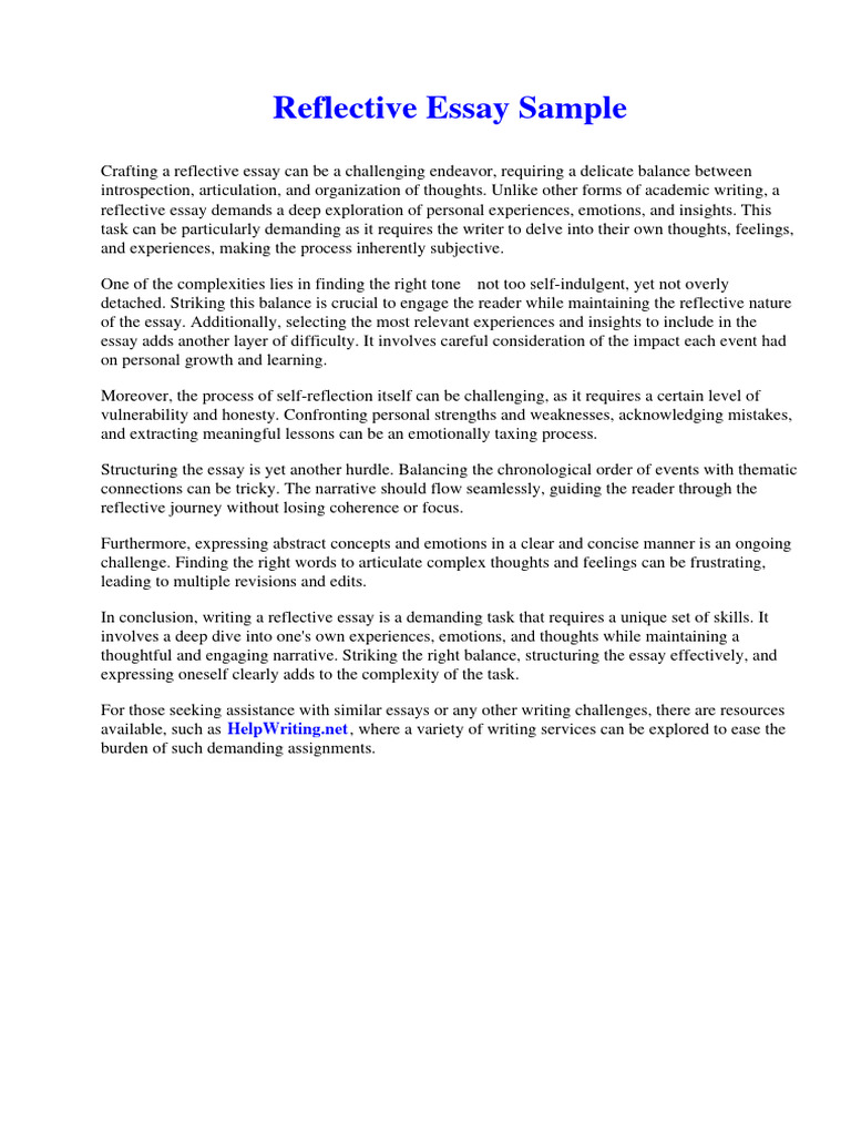 Reflective Essay Sample | PDF