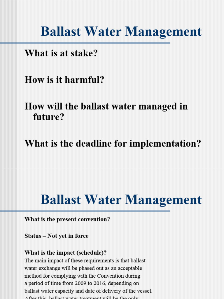Ballast Water Management | PDF | Shipping | Water Transport