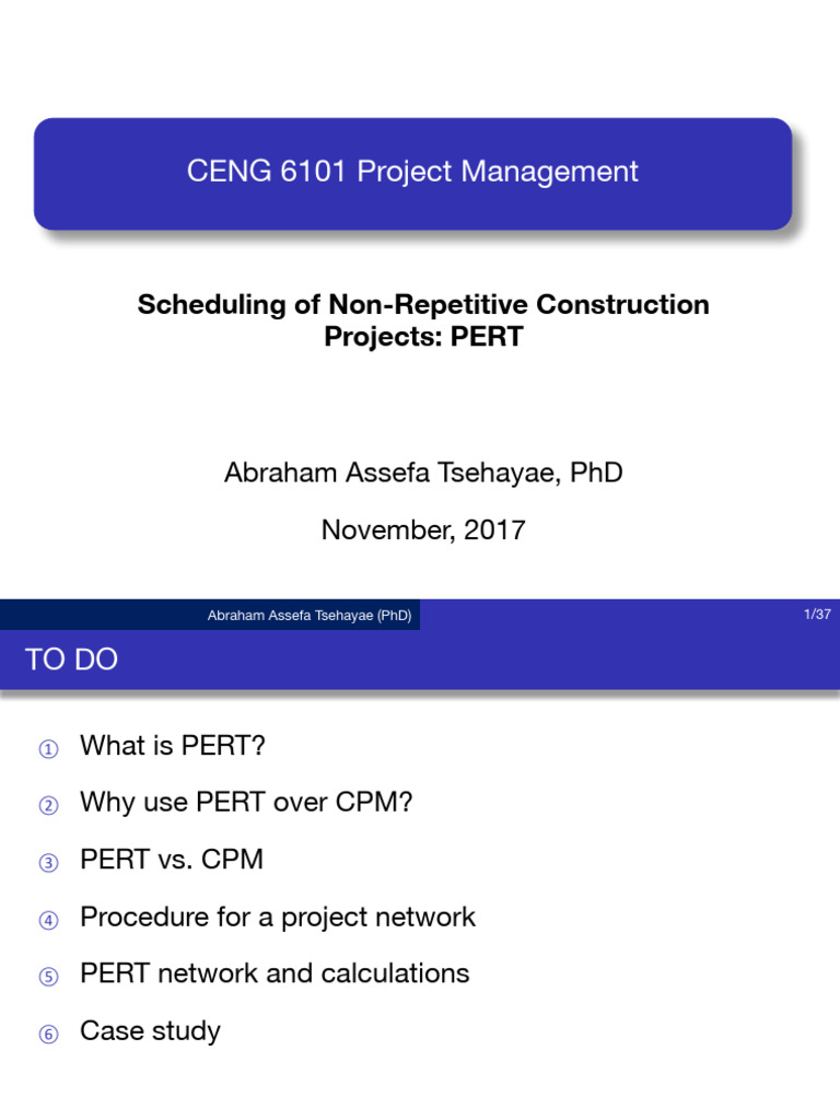 CENG 6101_Lesson 2c_Scheduling PERT | PDF | Project Management ...