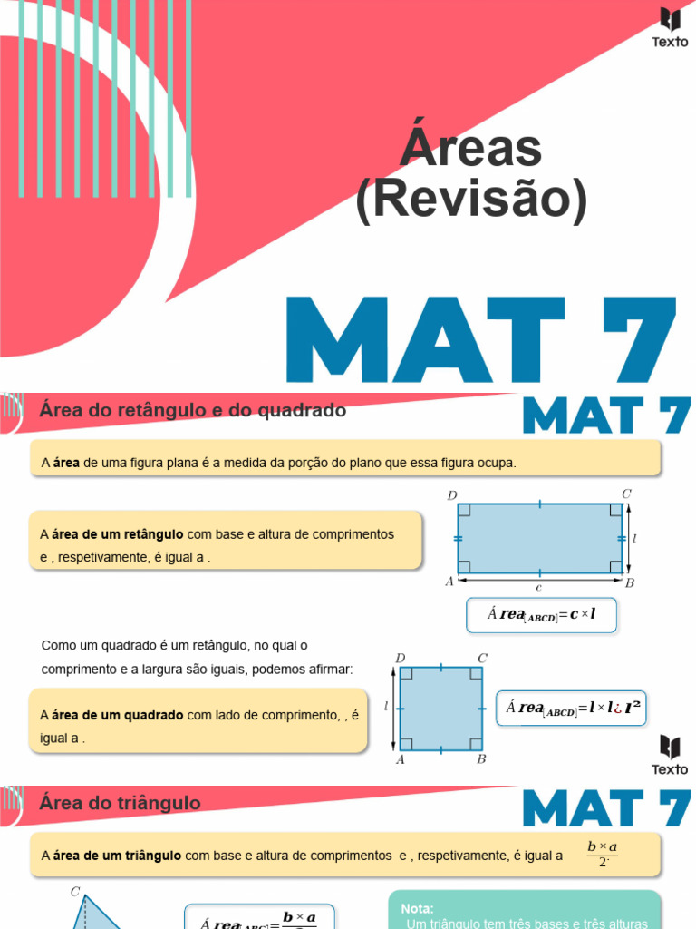 Cálculo de Áreas de Figuras Planas | PDF | Triângulo | Objetos geométricos