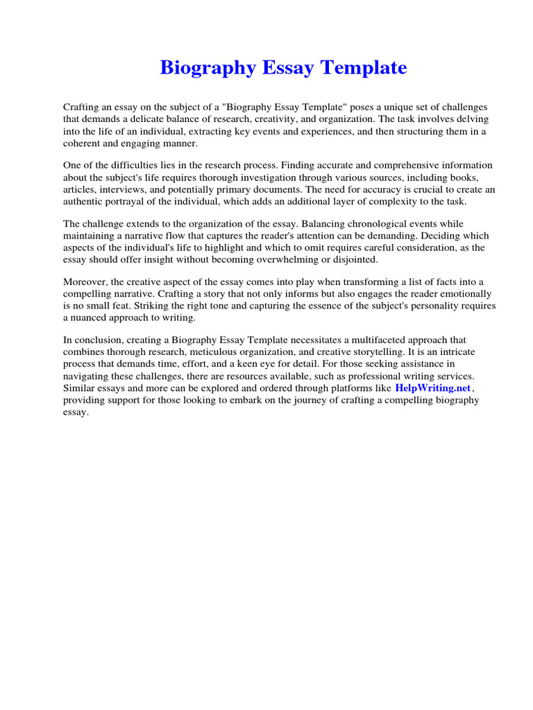 Biography Essay Template Pdf Astrology Essays
