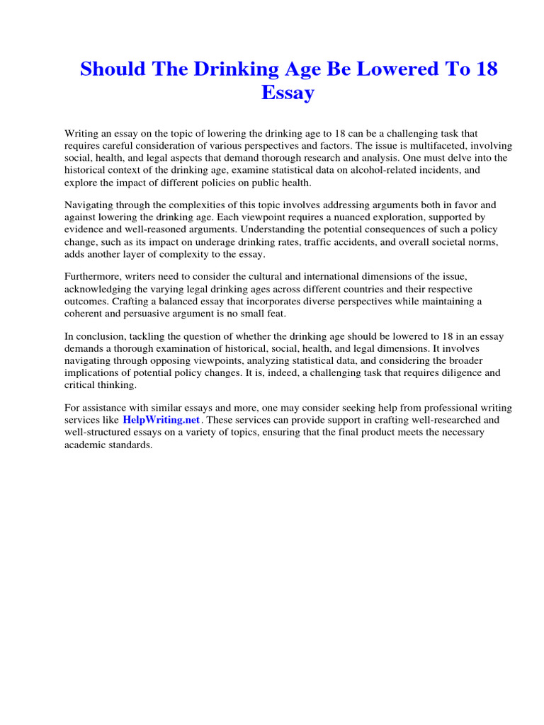 Should the drinking age be lowered to 18 essay download free pdf in