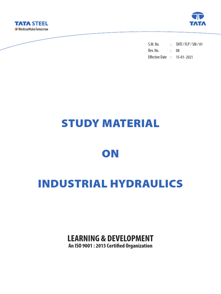 Industrial Hydraulics Study Material | PDF | Pressure | Pump