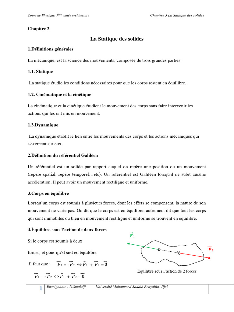 Statique des Solides en Physique | PDF | Friction | Accélération