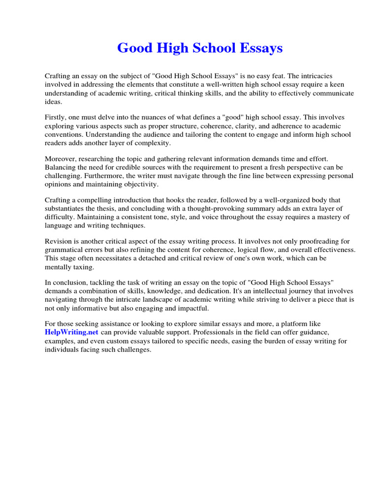 Good High School Essays PDF Fishing Tackle Fishing Rod