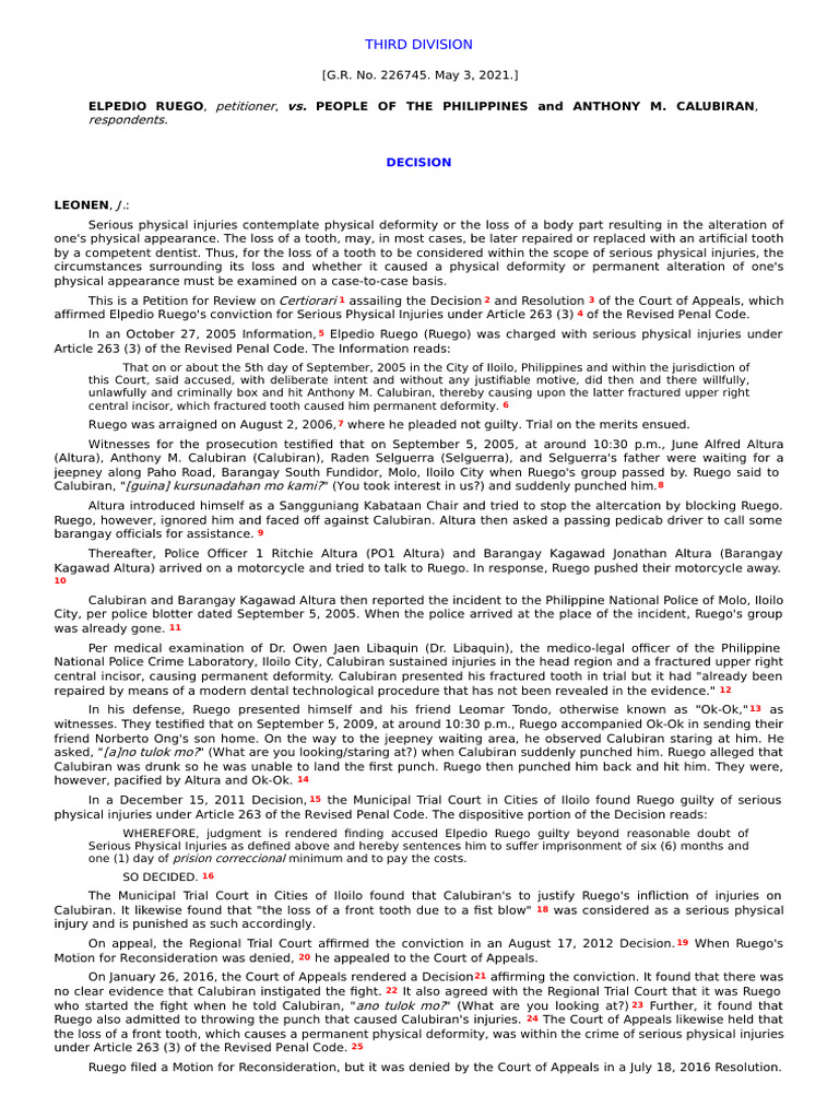 Ruego's Conviction for Serious Injuries | PDF | Justice | Crime & Violence