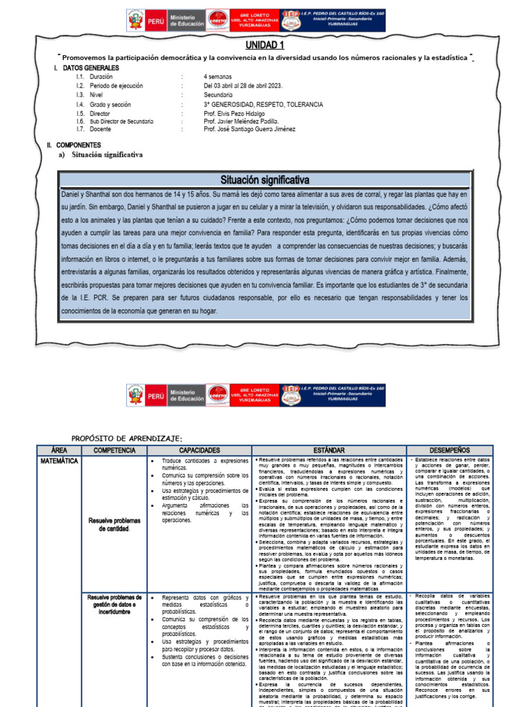 01 Unidad de Aprendizaje 01 | PDF | Números | Estadísticas