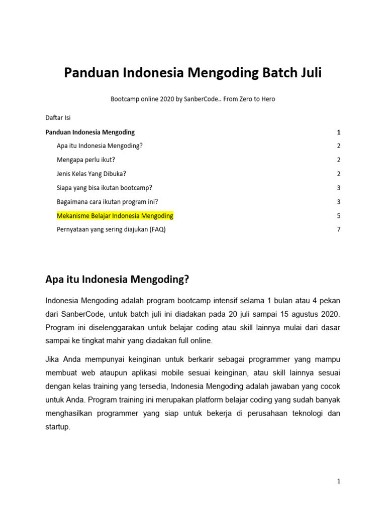 Panduan Bootcamp Full Online (SanberCode Bootcamp) | PDF | Karier ...