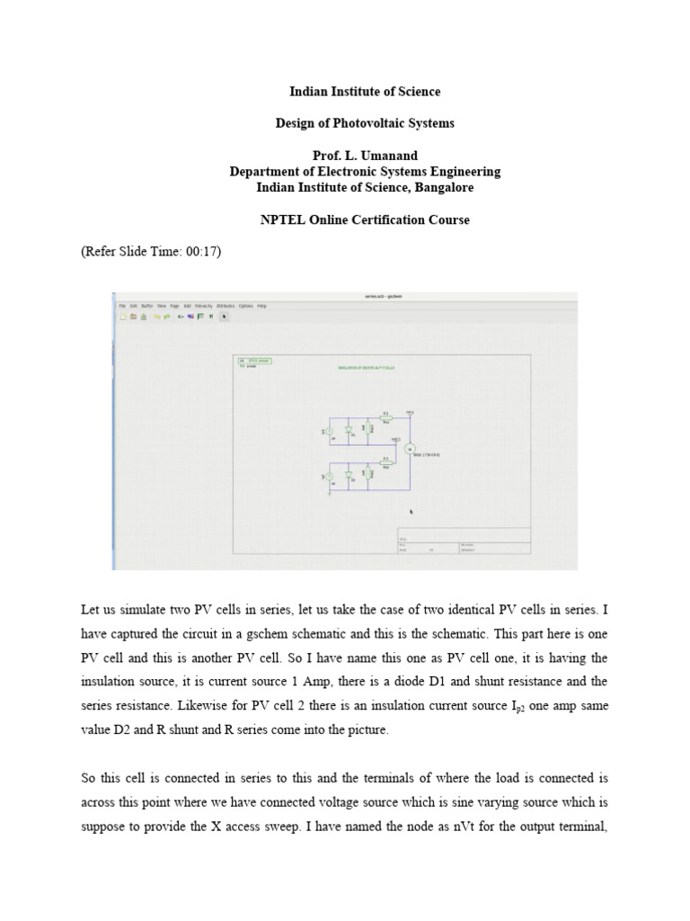 Photovoltaic System Design Simulation | PDF | Spice | Diode