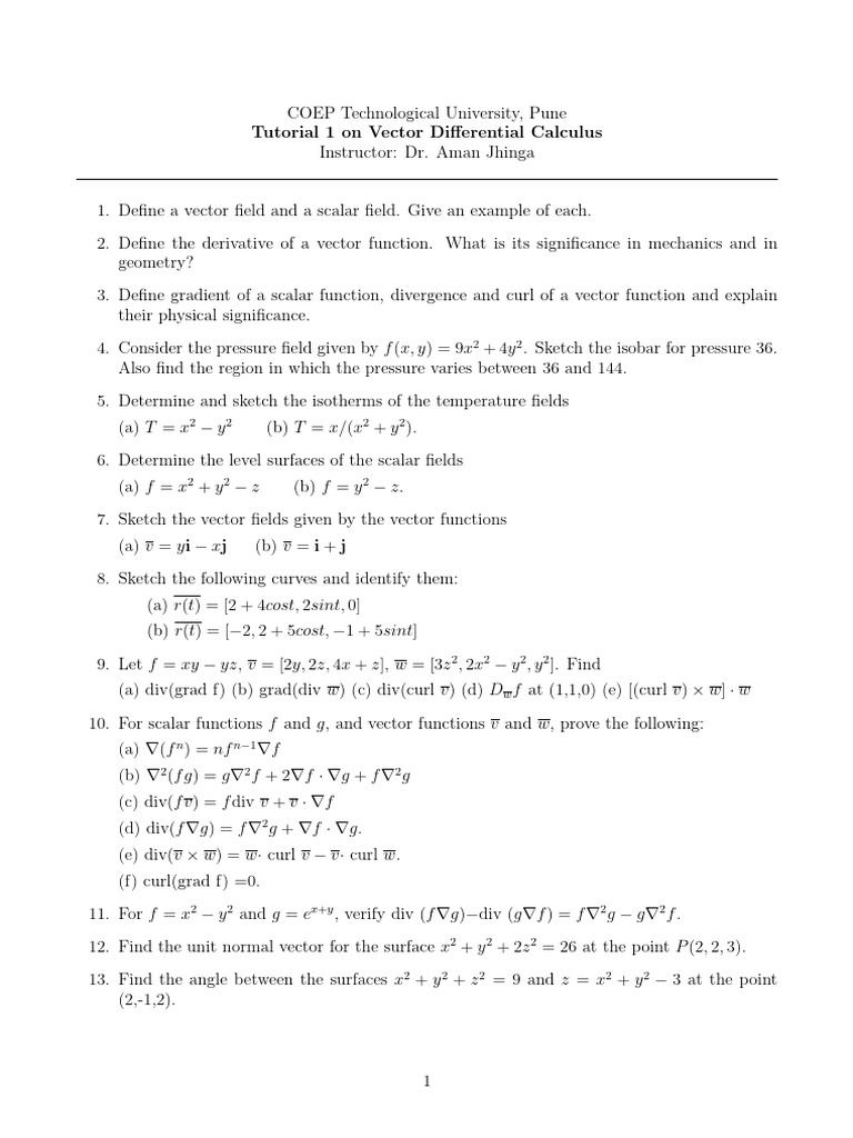 Tutorial On Vector Differentiation | PDF