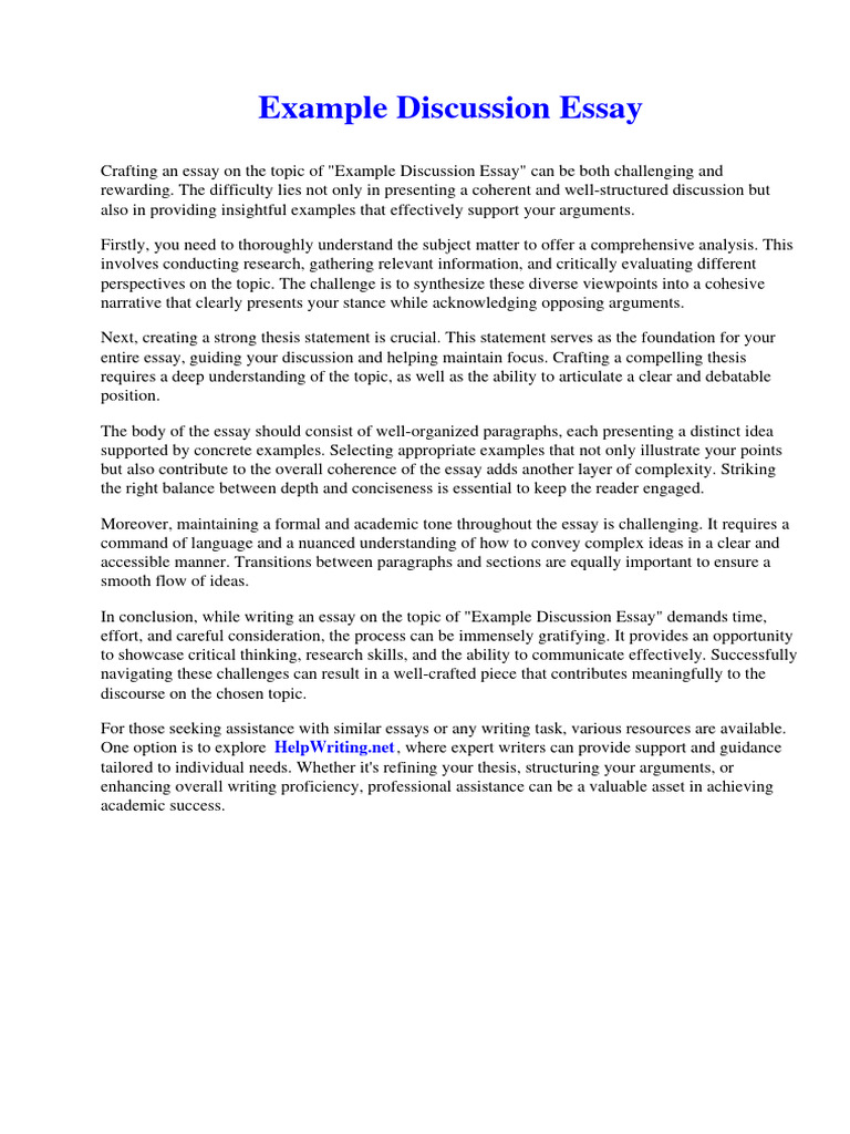 Example Discussion Essay | PDF | Brain | Essays