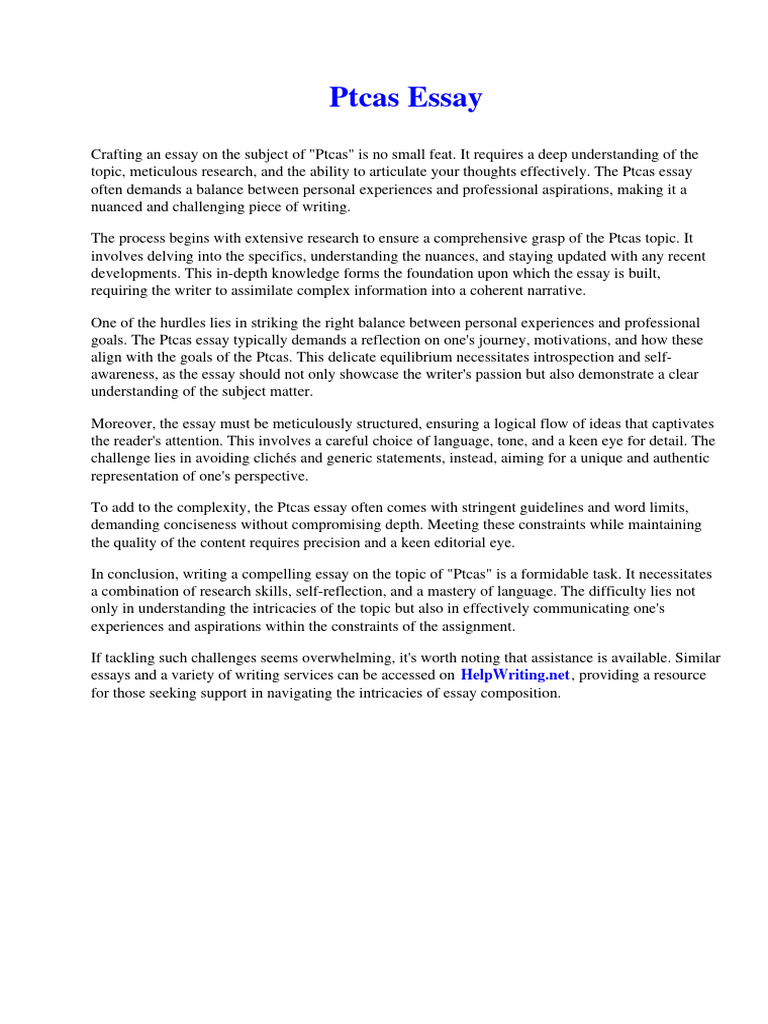 Ptcas Essay PDF Option (Finance) Investing