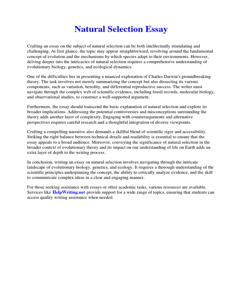 Natural Selection Essay PDF Natural Selection Phytoplankton
