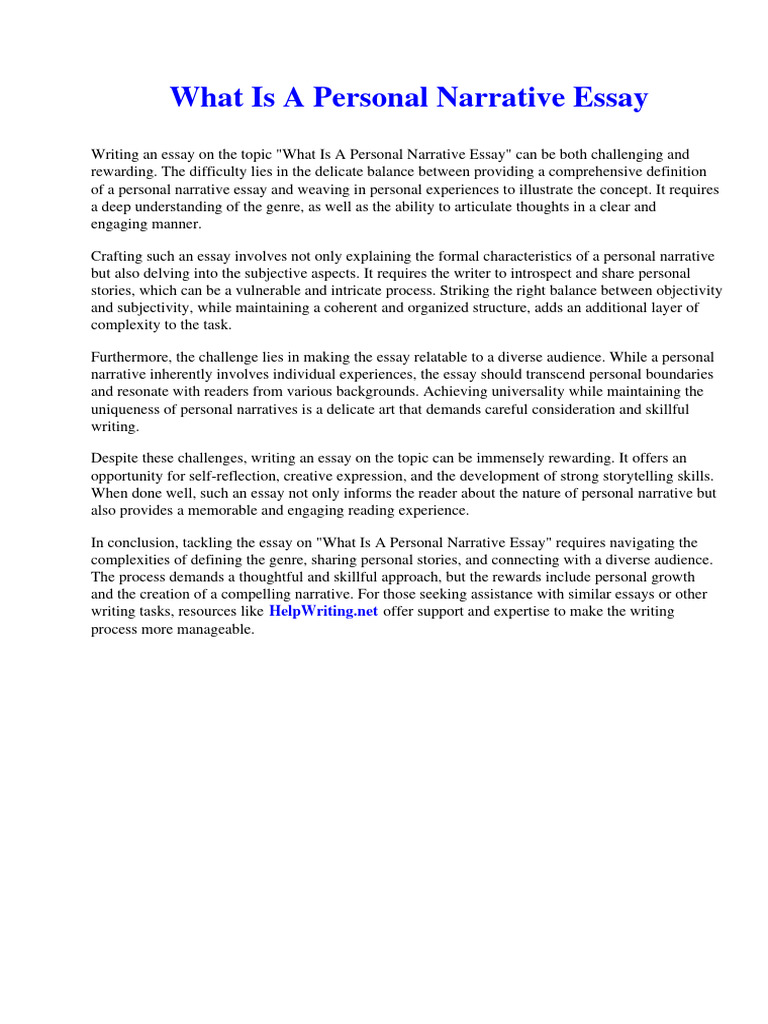 What Is A Personal Narrative Essay PDF Narrative Essays
