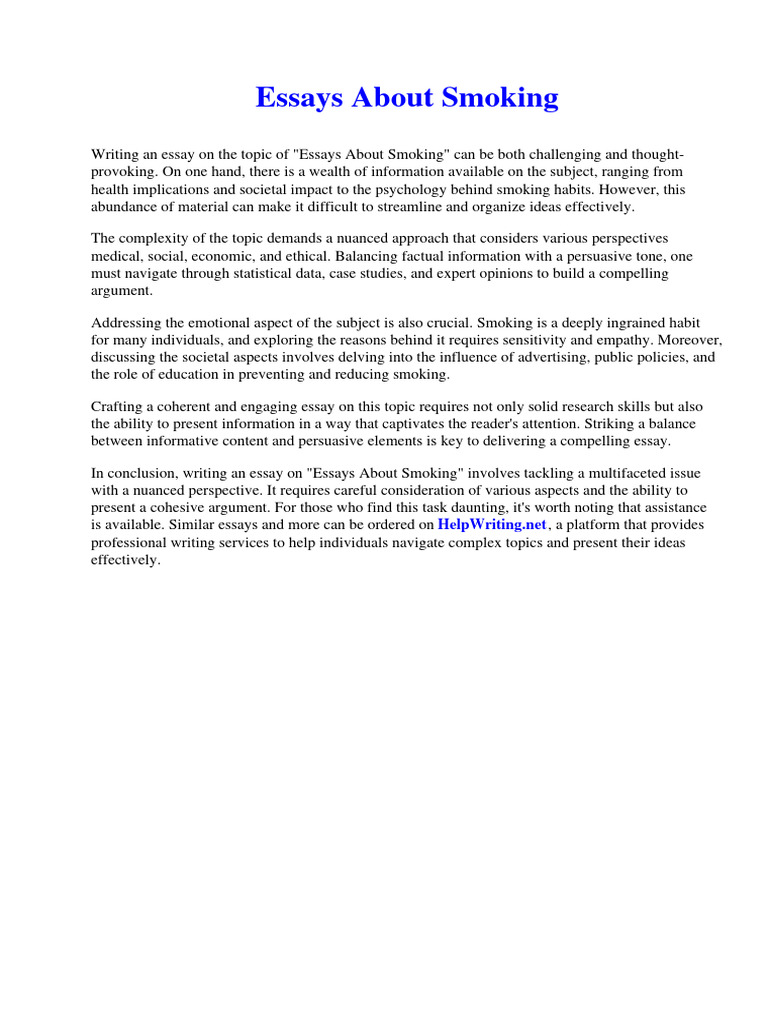 Essays About Smoking | PDF | Essays | Reason