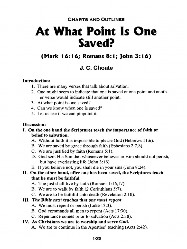 At What Point Is One Saved | PDF