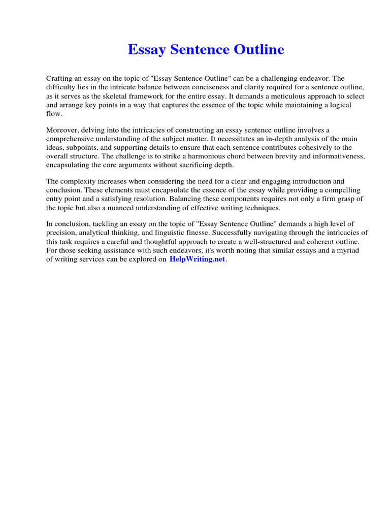 Essay Sentence Outline PDF Essays Sectarianism