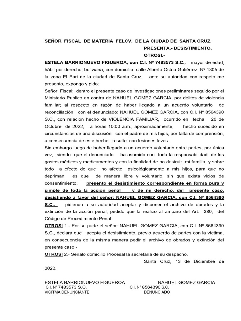 Desistimiento Penal en Violencia Familiar | PDF | Crímenes | Crimen y ...