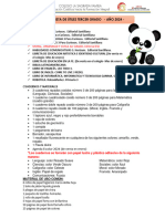 Lista de Útiles Escolares 3° Grado - Año 2024