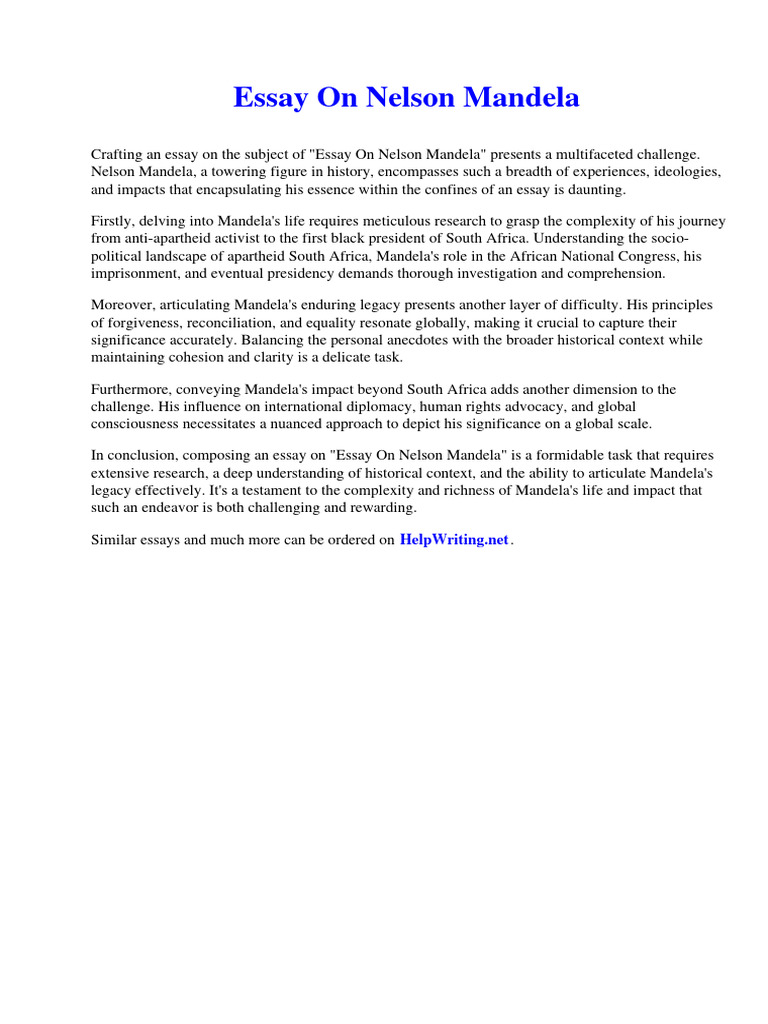 Essay On Nelson Mandela Pdf Child Care Nelson Mandela