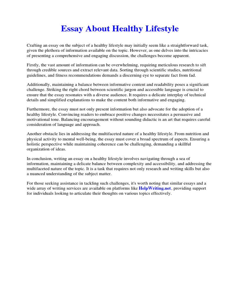 importance of healthy lifestyle essay 200 words
