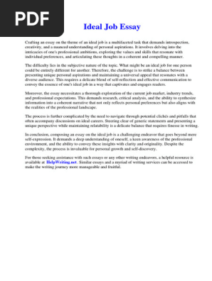 Ideal Job Essay